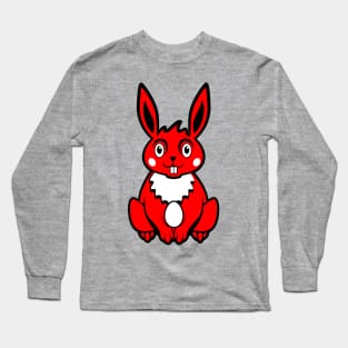 Red Colored Easter Bunny Long Sleeve T-Shirt